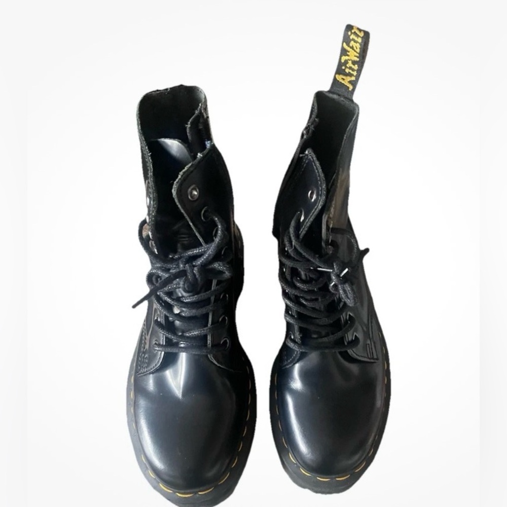 Dr. Doc Martens Black Leather Boots  Booties Women's Combat 5